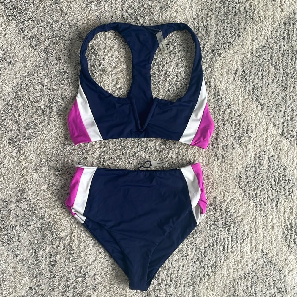 NWOT Summerful Racerback Halter Two Piece Bikini High Waist Sz XS Sporty Active